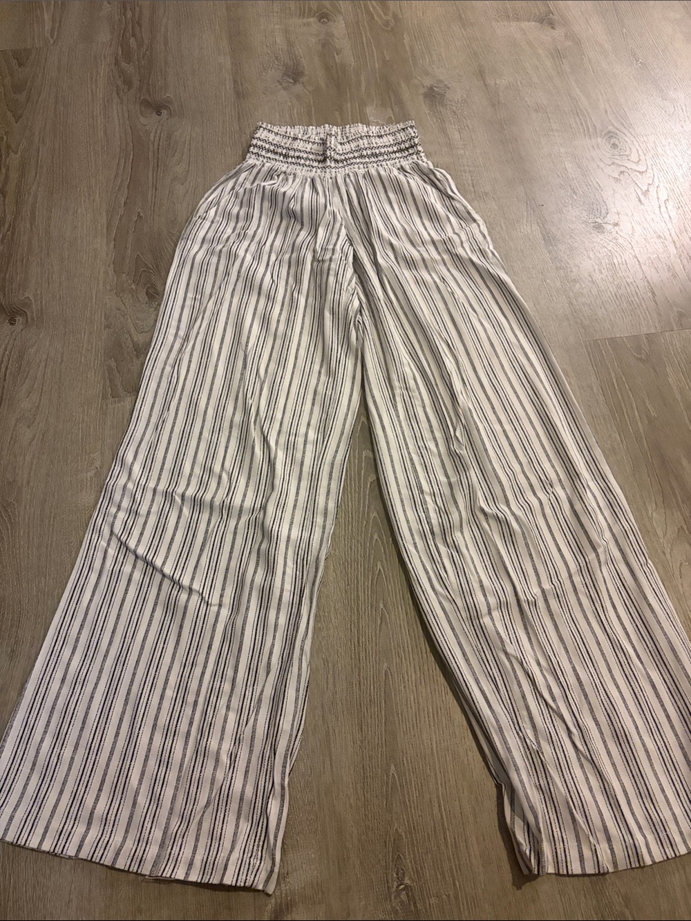 Sincerely Jules Striped Wide-Leg Pants — White with Black Stripes